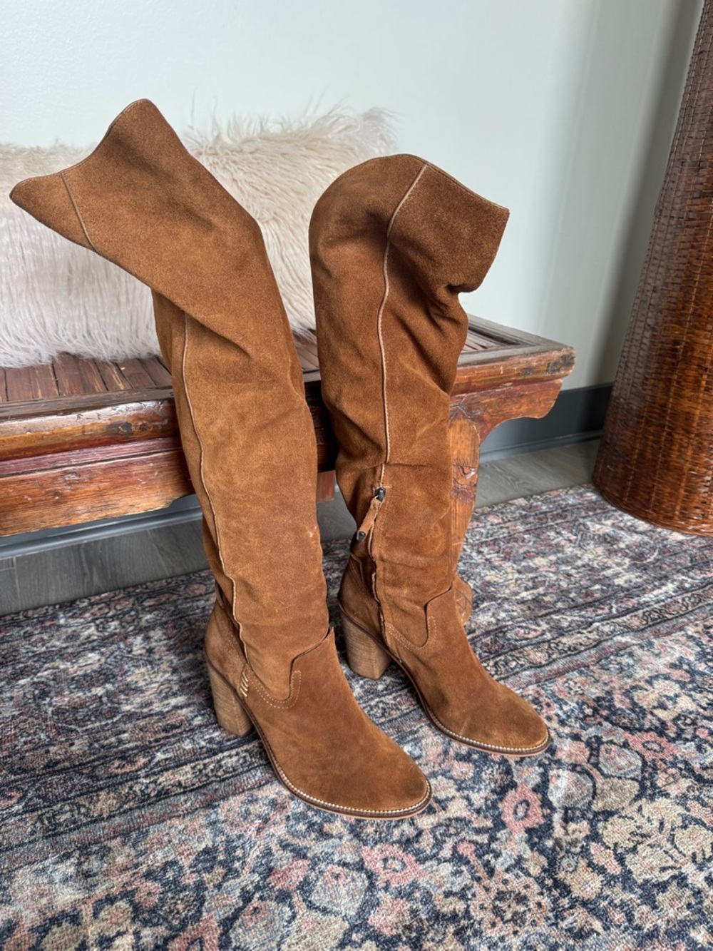 Dolce Vita Over-the-Knee Suede Block Heel Boots - Brown